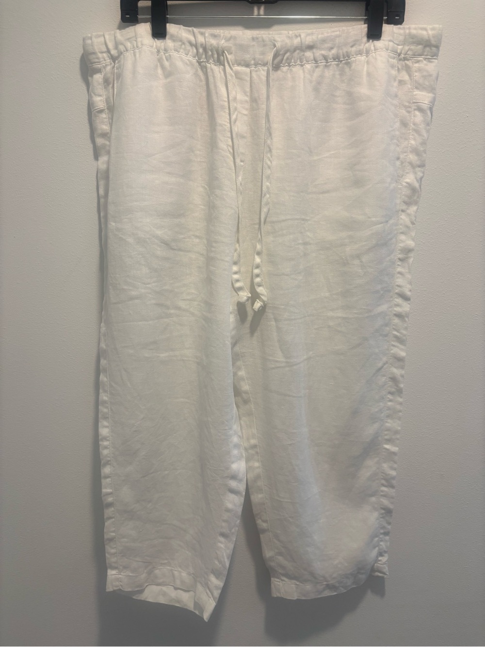 Pure Jill J.Jill 100% Linen White 2 Piece Matching Set Top & Cropped Pants - Picture 2 of 16